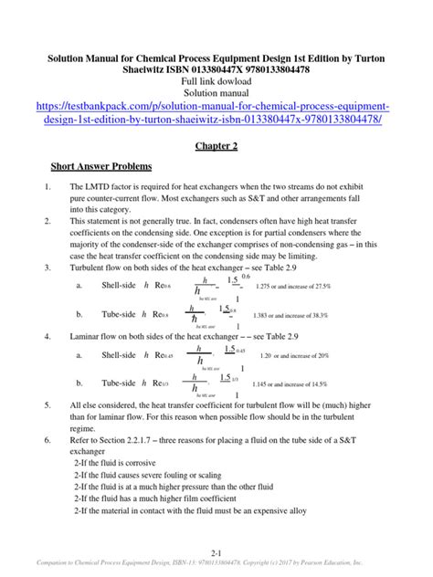 Solution Manual Chemical Process Design And Integration Robin Smith