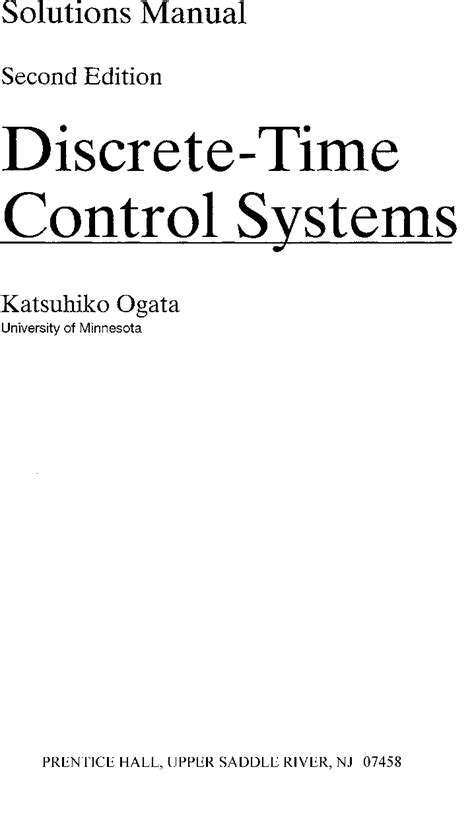 Solution Manual Discrete Time Control Systems Ogata