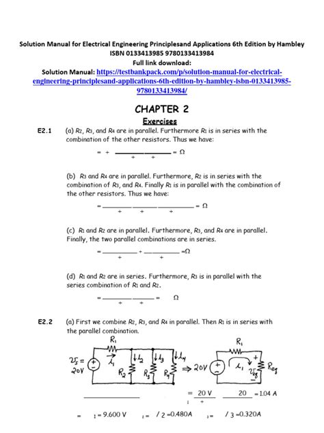 Solution Manual Electrical Engineering Principles And
