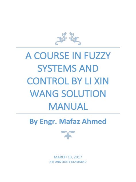 solution manual for a course in fuzzy systems control