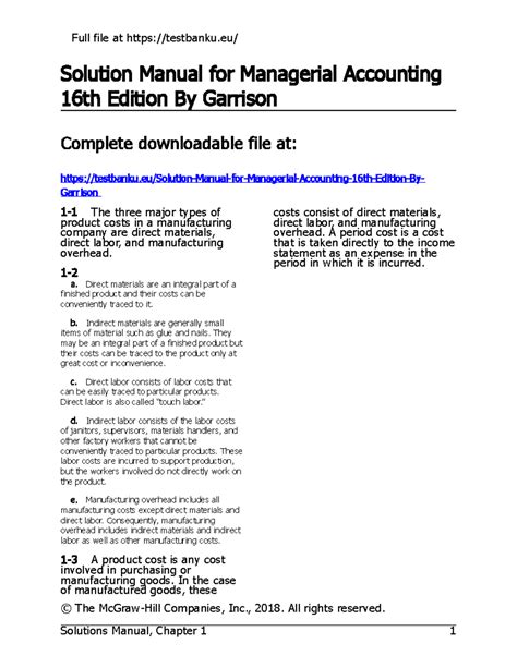 Solution Manual For Managerial Accounting Tools For Business Decision Making 6th Edition By Weygandt Pdf