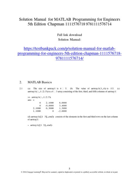 Solution Manual For Matlab Programming For Engineers