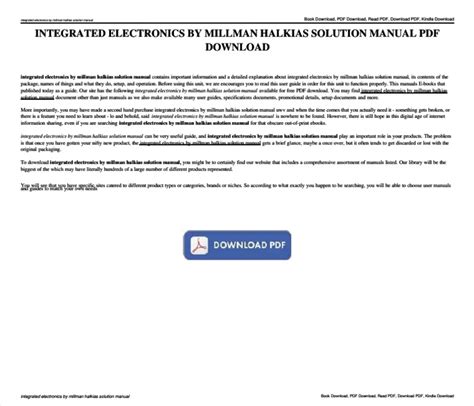 solution manual for millman and halkias