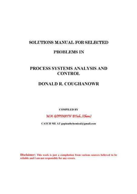 Solution Manual For Process Control Modeling Design