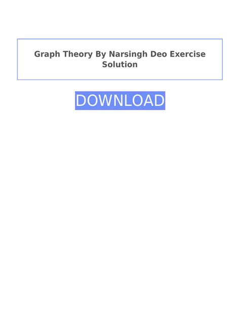 Solution Manual Graph Theory Narsingh Deo