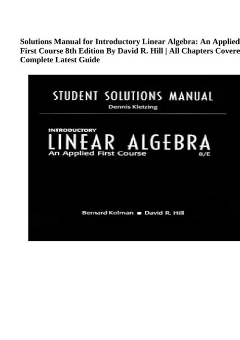 Solution Manual Introductory Linear Algebra Bernard Kolman