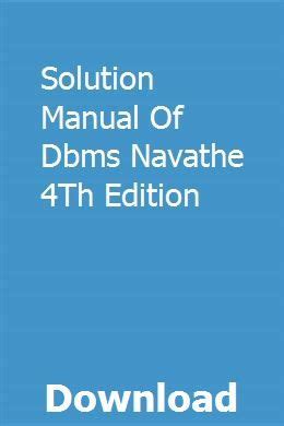 solution manual of dbms navathe 4th edition