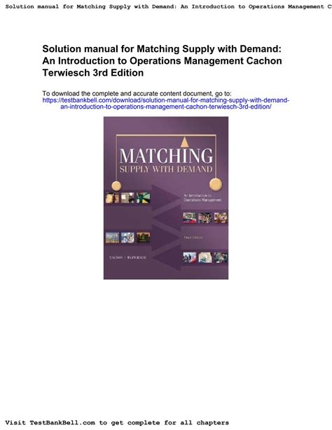 solution manual of matching supply with demand cachon