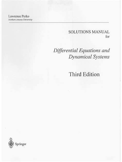 Solution Manual Perko Differential Equations And Dynamical