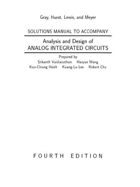 Solution Of Gray Meyer Analog Integrated Circuits