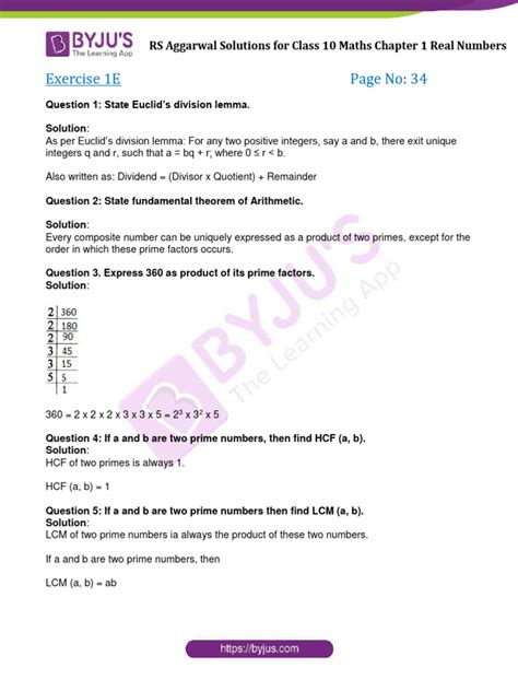 Solution Of Rs Aggarwal Maths Class 10
