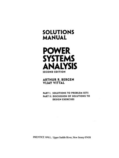 Solution Power Systems Analysis Bergan