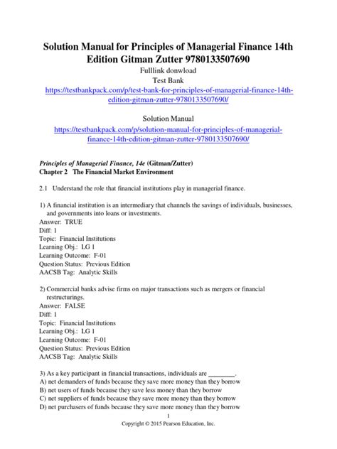 Solution Principles Of Managerial Finance Gitman