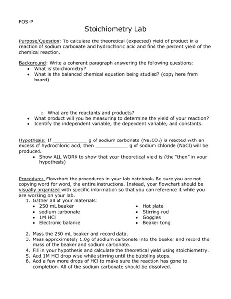 Solution Stoichiometry Lab Report