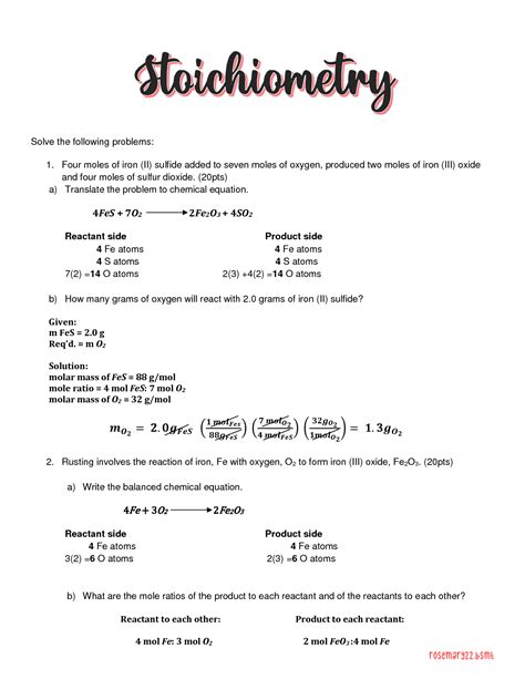solution stoichiometry problems and answer keys