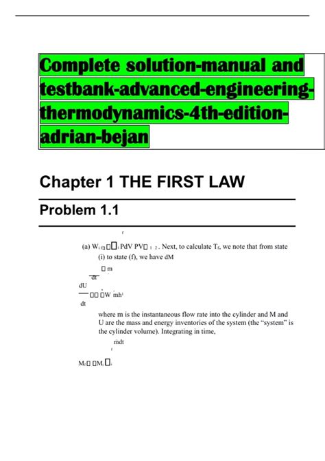 Full Download Solution Manual Bejan 
