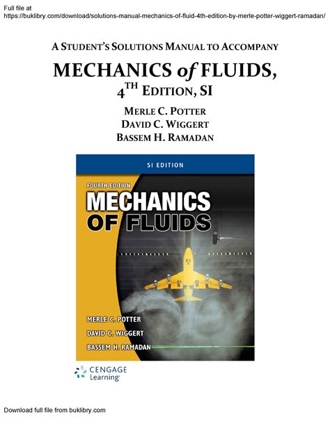 Read Online Solution Manual Fluid Mechanics Merle C Potter 