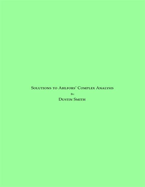 Full Download Solution Manual For Ahlfors Complex Analysis 