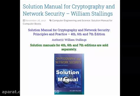 Read Online Solution Manual For Cryptography Network Security By William 