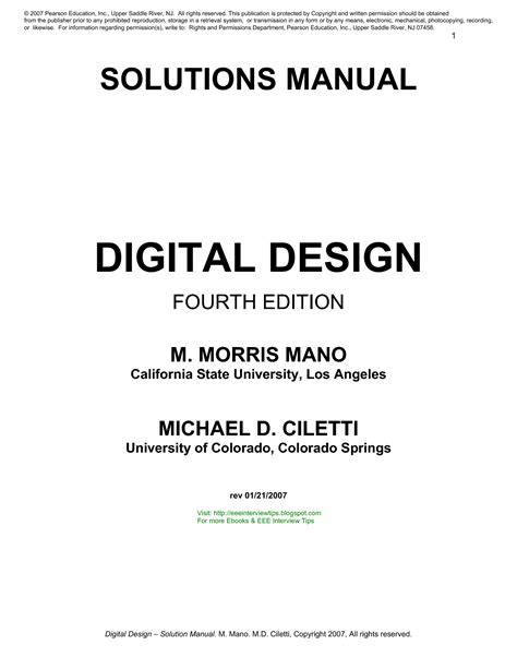 Read Online Solution Manual For Digital Logic And Computer Design By Morris Mano Eastern Economy Edition 