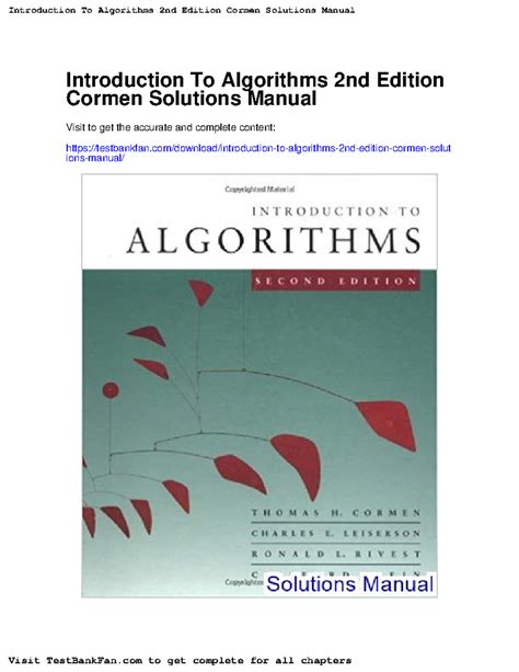 Full Download Solution Manual For Introduction To Algorithms 2Nd Edition 