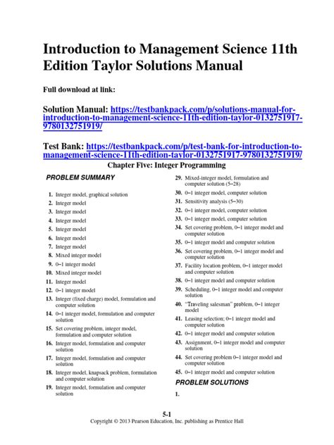 Full Download Solution Manual For Introduction To Management Science 11Th Edition By Taylor Pdf 