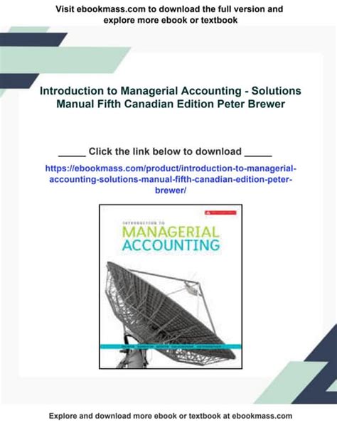 Full Download Solution Manual For Introduction To Managerial Accounting 5Th Edition By Brewer 