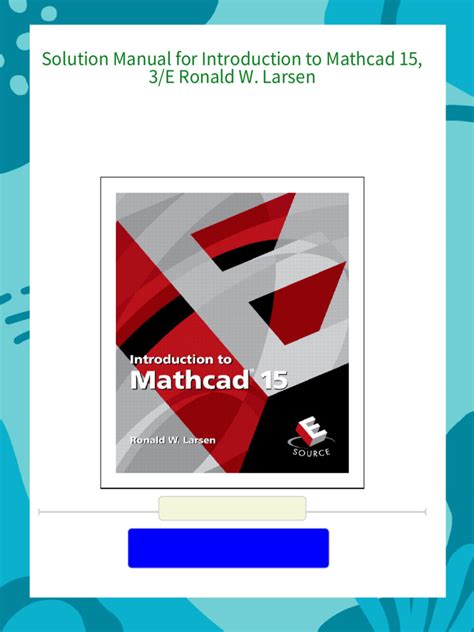 Download Solution Manual For Introduction To Mathcad 15 Pdf 