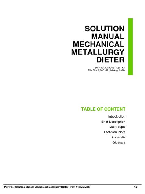 Download Solution Manual For Mechanical Metallurgy By 