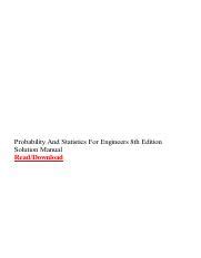 Read Online Solution Manual For Probability And Statistics Engineers 8Th Edition 