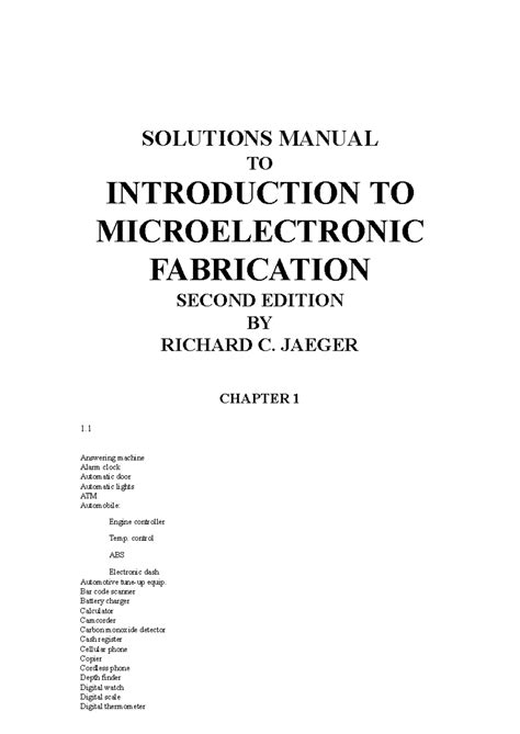 Full Download Solution Manual Introduction To Microelectronic Fabrication 2Nd 