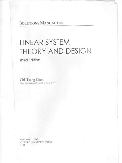 Read Solution Manual Linear System Theory Design 