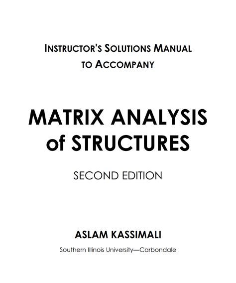 Full Download Solution Manual Matrix Analysis Structures By Kassimali 