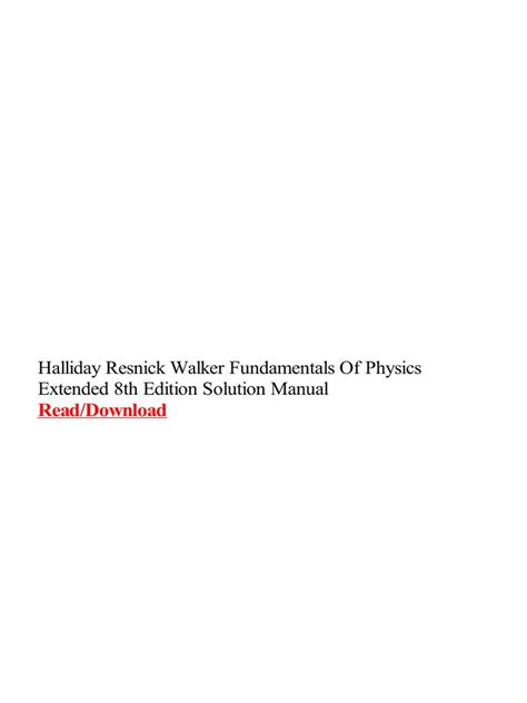 Read Solution Manual Of Fundamental Physics Extended 8Th Edition 