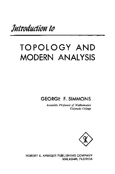 Download Solution Manual Of Topology And Modern Analysis By G F Simmons Pdf 
