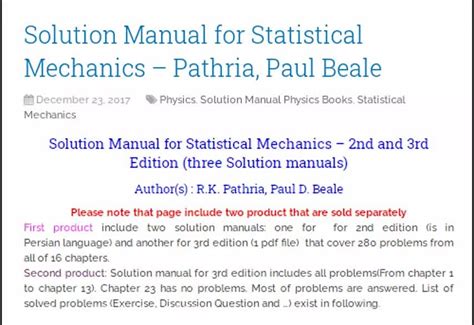 Full Download Solution Manual Pathria Statistical Mechanics 