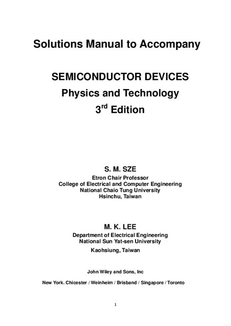 Download Solution Manual Physics Of Semiconductor Devices Sze 