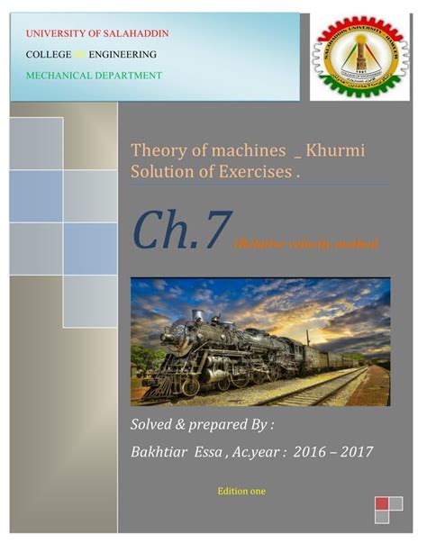 Read Online Solution Manual Theory Machines Khurmi Gupta 