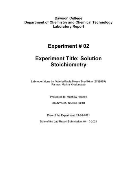 Full Download Solution Stoichiometry Lab Report 