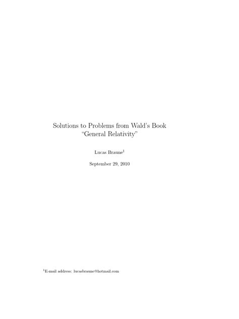 Download Solution Wald Problems General Relativity 
