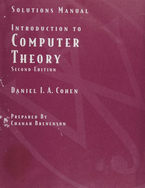 Solutions Computer Theory 2nd Edition Daniel Cohen