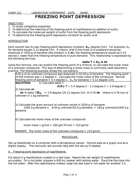 solutions lab 33 freezing point answers