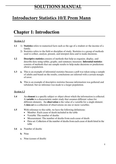 solutions manual introductory statistics prem mann 8th