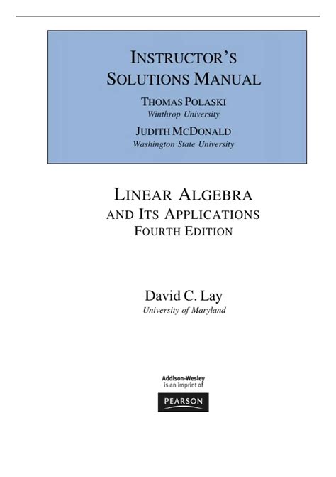 Solutions Manual Linear Algebra Lay Fourth Edition