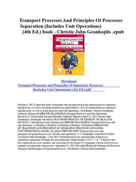 Solutions Manual Transport Processes Separation Process Principles