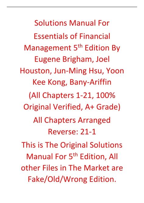 Solutions Of Essentials Of Financial Management Brigham