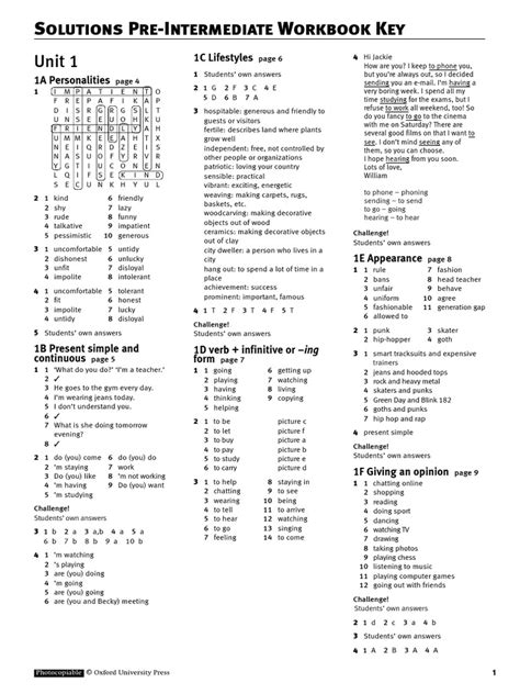 Solutions Pre Intermediate Key 2nd Edition