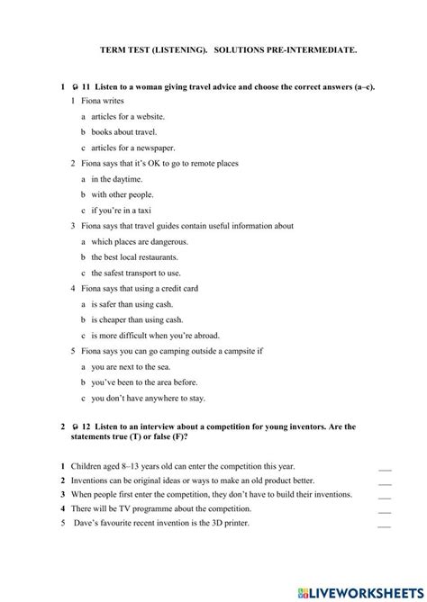 solutions pre intermediate listening