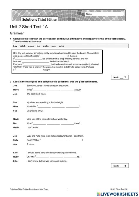 solutions pre intermediate short test unit 5