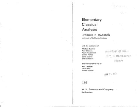 Solutions To Elementary Classical Analysis Marsden
